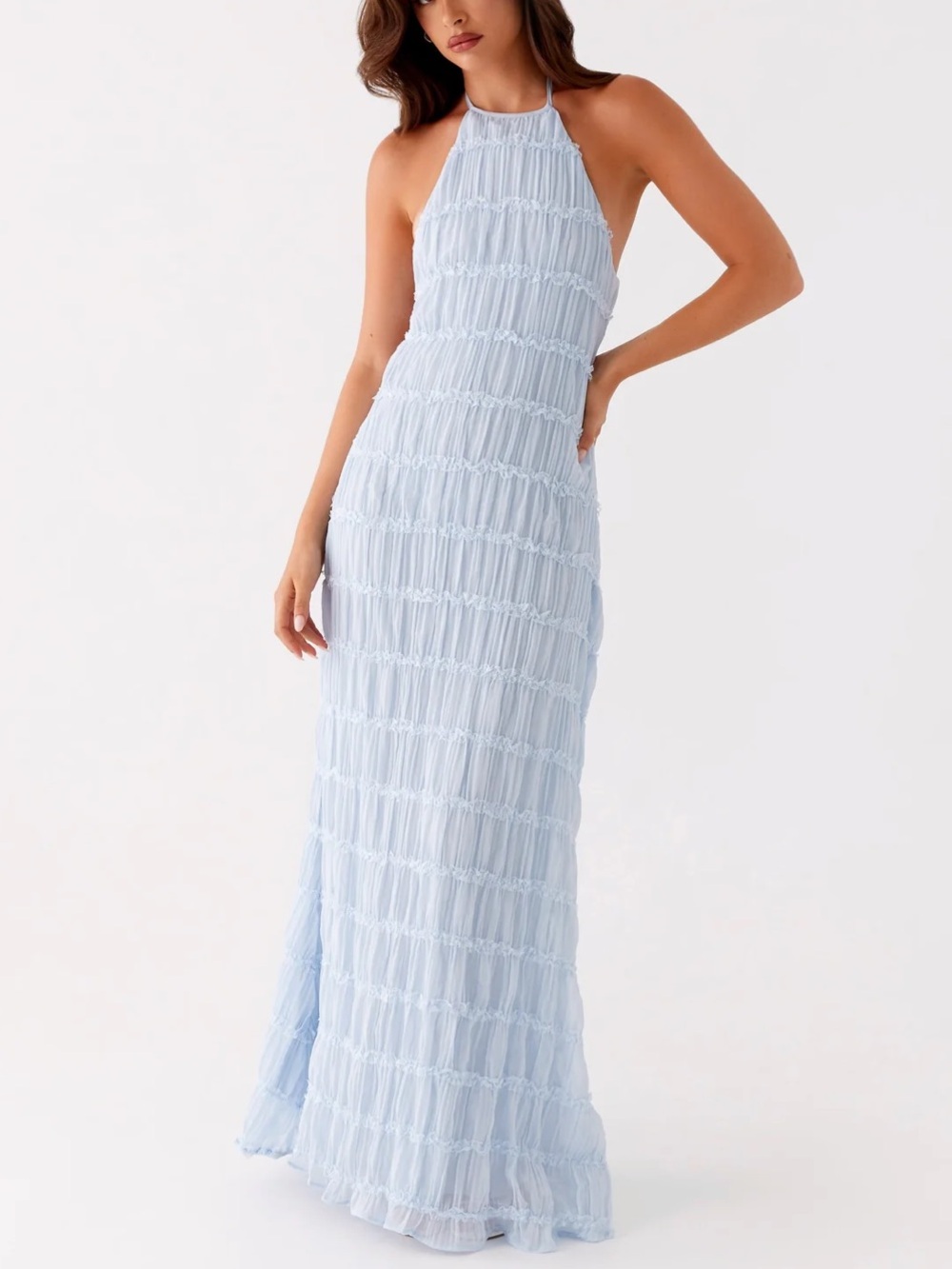 Peppermayo Light Blue Halter Maxi Dress